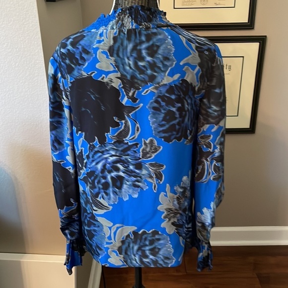 Kobi Halperin Eleni cobalt blue 100% silk blouse size small NWT - Picture 3 of 8